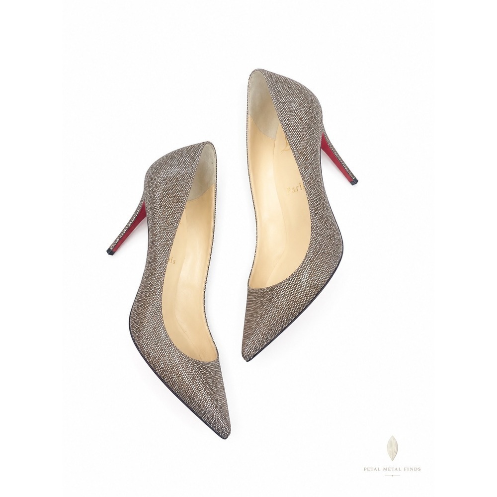 Christian Louboutin Décolleté 554 85mm Regina Gold Glitter Pump NWIB EU 40.5‎